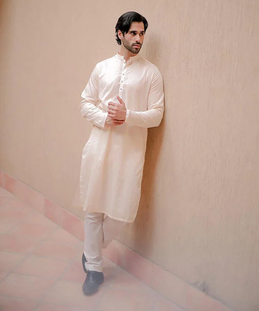Embroidered Cotton Dobby Kurta