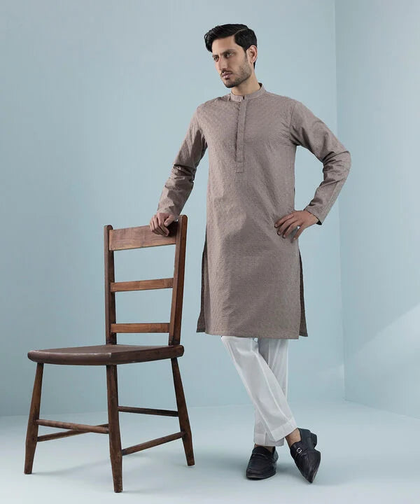 Schiffli Embroidered Cotton Kurta