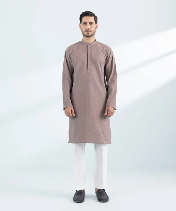 Schiffli Embroidered Cotton Kurta