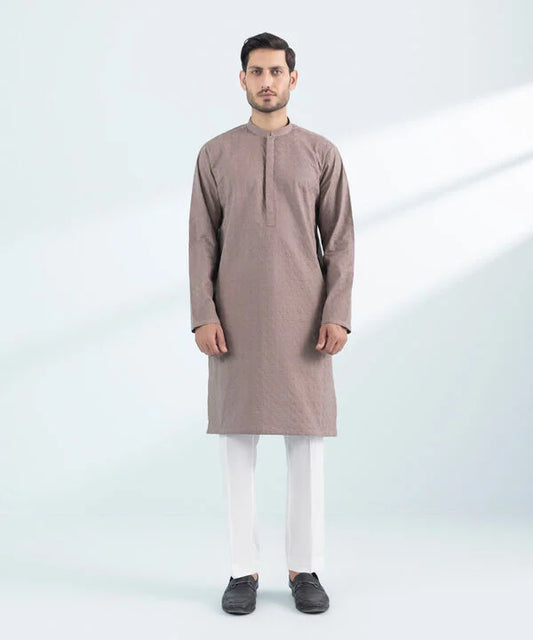 Schiffli Embroidered Cotton Kurta